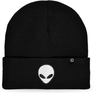 imageDALIX Alien Embroidered Beanie Hat Knit Cap Cold Weather MensBlack