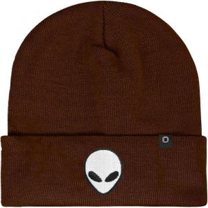 imageDALIX Alien Embroidered Beanie Hat Knit Cap Cold Weather MensBrown