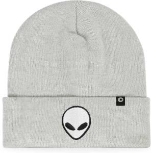 imageDALIX Alien Embroidered Beanie Hat Knit Cap Cold Weather MensLight Gray