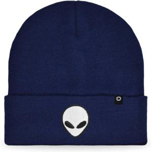 imageDALIX Alien Embroidered Beanie Hat Knit Cap Cold Weather MensNavy Blue