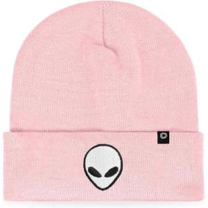 imageDALIX Alien Embroidered Beanie Hat Knit Cap Cold Weather MensPink