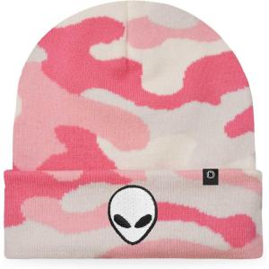 imageDALIX Alien Embroidered Beanie Hat Knit Cap Cold Weather MensPink Camo