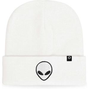 imageDALIX Alien Embroidered Beanie Hat Knit Cap Cold Weather MensWhite