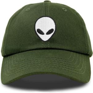 imageDALIX Alien Head Baseball Cap Mens and Womens HatOlive