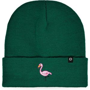 imageDALIX Embroidered Flamingo Beanie Cap Cuffed Knit Hat WomenGreen