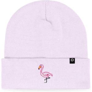 imageDALIX Embroidered Flamingo Beanie Cap Cuffed Knit Hat WomenLavender