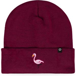 imageDALIX Embroidered Flamingo Beanie Cap Cuffed Knit Hat WomenMaroon