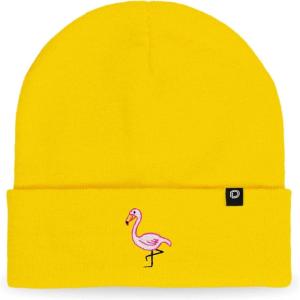 imageDALIX Embroidered Flamingo Beanie Cap Cuffed Knit Hat WomenYellow