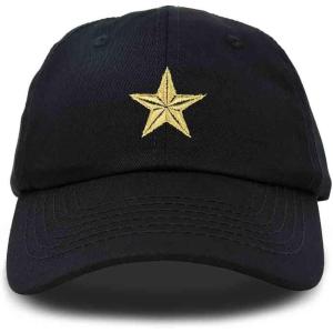 imageDALIX Gold Star Embroidered Dad Cap Cotton Baseball Hat WomenBlack