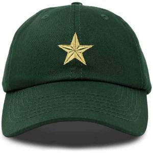 imageDALIX Gold Star Embroidered Dad Cap Cotton Baseball Hat WomenDark Green