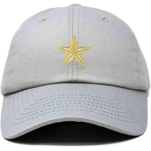 imageDALIX Gold Star Embroidered Dad Cap Cotton Baseball Hat WomenGray