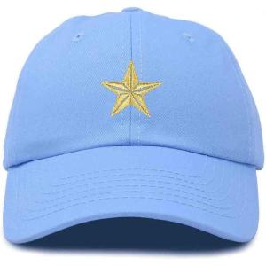 imageDALIX Gold Star Embroidered Dad Cap Cotton Baseball Hat WomenLight Blue