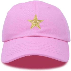 imageDALIX Gold Star Embroidered Dad Cap Cotton Baseball Hat WomenLight Pink