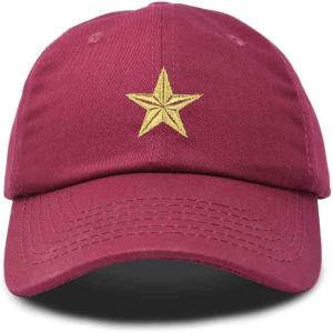imageDALIX Gold Star Embroidered Dad Cap Cotton Baseball Hat WomenMaroon