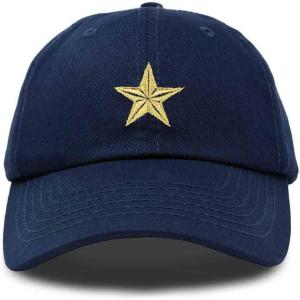 imageDALIX Gold Star Embroidered Dad Cap Cotton Baseball Hat WomenNavy Blue