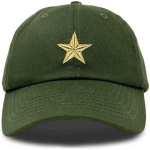 imageDALIX Gold Star Embroidered Dad Cap Cotton Baseball Hat WomenOlive