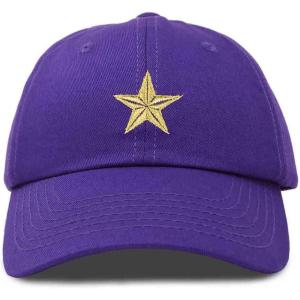 imageDALIX Gold Star Embroidered Dad Cap Cotton Baseball Hat WomenPurple