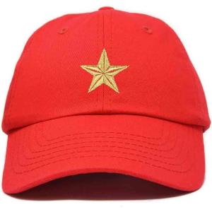 imageDALIX Gold Star Embroidered Dad Cap Cotton Baseball Hat WomenRed