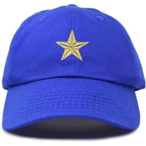 imageDALIX Gold Star Embroidered Dad Cap Cotton Baseball Hat WomenRoyal Blue