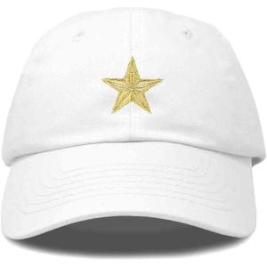 imageDALIX Gold Star Embroidered Dad Cap Cotton Baseball Hat WomenWhite
