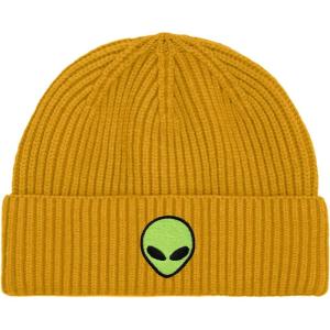 imageDALIX Alien Fisherman Beanie Hat Winter Knit Cuffed Watch Cap MensMustard