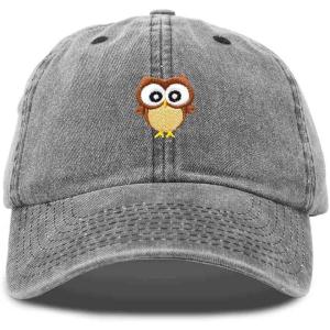 imageDALIX Cute Owl Embroidered Dad Cap Cotton Baseball Hat WomenWashed Black