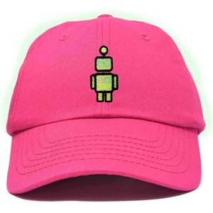 imageDALIX Robot Embroidered Glow in The Dark Hat Dad Hat Cotton Baseball CapHot Pink
