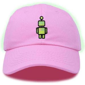 imageDALIX Robot Embroidered Glow in The Dark Hat Dad Hat Cotton Baseball CapLight Pink