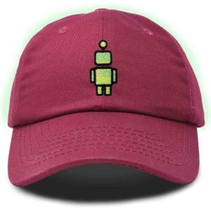 imageDALIX Robot Embroidered Glow in The Dark Hat Dad Hat Cotton Baseball CapMaroon