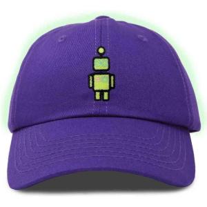 imageDALIX Robot Embroidered Glow in The Dark Hat Dad Hat Cotton Baseball CapPurple