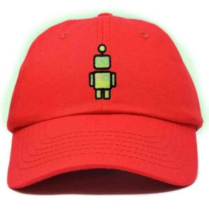 imageDALIX Robot Embroidered Glow in The Dark Hat Dad Hat Cotton Baseball CapRed