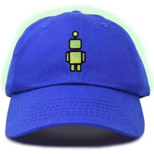 imageDALIX Robot Embroidered Glow in The Dark Hat Dad Hat Cotton Baseball CapRoyal Blue