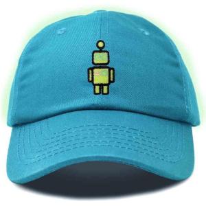 imageDALIX Robot Embroidered Glow in The Dark Hat Dad Hat Cotton Baseball CapTeal