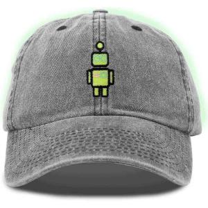 imageDALIX Robot Embroidered Glow in The Dark Hat Dad Hat Cotton Baseball CapWashed Black