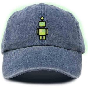 imageDALIX Robot Embroidered Glow in The Dark Hat Dad Hat Cotton Baseball CapWashed Navy Blue