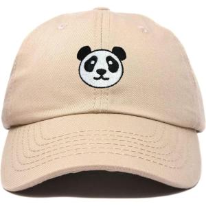 imagePanda Face On A Hat Mens Womens Embroidered Baseball CapKhaki