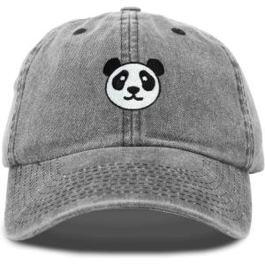 imagePanda Face On A Hat Mens Womens Embroidered Baseball CapWashed Black