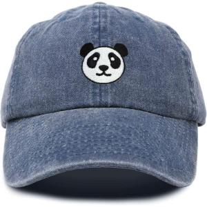 imagePanda Face On A Hat Mens Womens Embroidered Baseball CapWashed Navy Blue