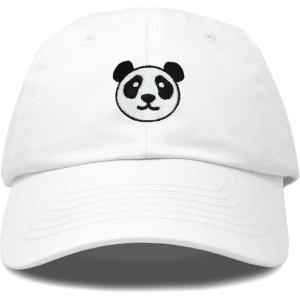 imagePanda Face On A Hat Mens Womens Embroidered Baseball CapWhite