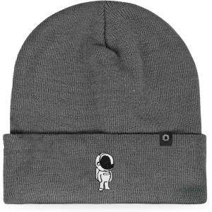 imageDALIX Embroidered Astronaut Beanie Cap Cuffed Knit Hat Men WomenAsphalt Gray