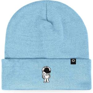 imageDALIX Embroidered Astronaut Beanie Cap Cuffed Knit Hat Men WomenBaby Blue