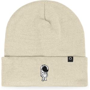 imageDALIX Embroidered Astronaut Beanie Cap Cuffed Knit Hat Men WomenBeige