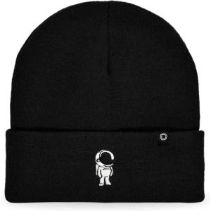 imageDALIX Embroidered Astronaut Beanie Cap Cuffed Knit Hat Men WomenBlack