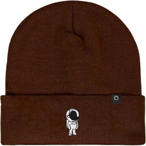 imageDALIX Embroidered Astronaut Beanie Cap Cuffed Knit Hat Men WomenBrown