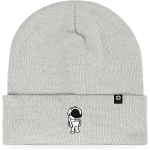 imageDALIX Embroidered Astronaut Beanie Cap Cuffed Knit Hat Men WomenLight Gray