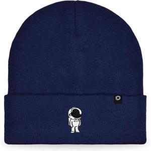 imageDALIX Embroidered Astronaut Beanie Cap Cuffed Knit Hat Men WomenNavy Blue