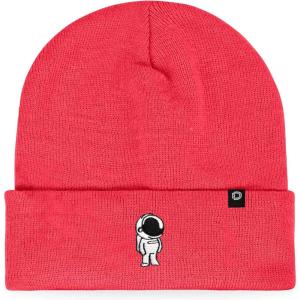 imageDALIX Embroidered Astronaut Beanie Cap Cuffed Knit Hat Men WomenNeon Pink