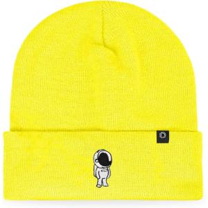 imageDALIX Embroidered Astronaut Beanie Cap Cuffed Knit Hat Men WomenNeon Yellow