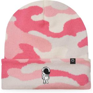 imageDALIX Embroidered Astronaut Beanie Cap Cuffed Knit Hat Men WomenPink Camo