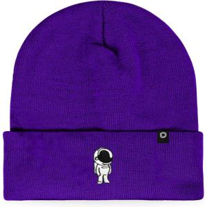 imageDALIX Embroidered Astronaut Beanie Cap Cuffed Knit Hat Men WomenPurple